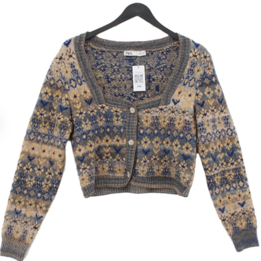 Zara Multicolor Patterned Cardigan - Picture 3 of 4